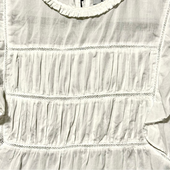 RAILS Filomena Sleeveless Ruffled Pin Tucked Cotton Lightweight White Blouse - Picture 6 of 13